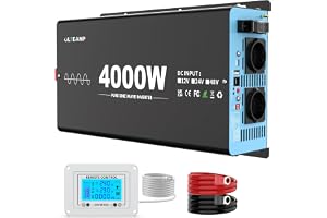 OLTEANP 4000 W ren sinusomvandlare från 24 V till 230 V spänningsomvandlare för bilar med LCD-skärm, fjärrkontroll, 2 väggutt