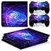 Produktbild Morbuy PS4 Pro Skin Design Folie Aufkleber Sticker schützende Haut Schale für Sony Playstation 4 Pro Konsole und 2 Dualshock Controller (Purple Circle)