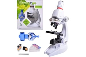 HONPHIER Kids Microscope Set - 100x, 400x, 1200x Magnification with Adjustable Phone Holder
