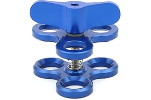 CS PRIORITY Triple Ball Clamp 3 Holes Underwater Arm Diving Bracket Butterfly Clip Clamp for Diving Underwater Photography Accessories (Blue)