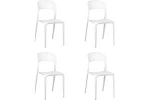 Totò Piccinni Sedia Omega in Polipropilene Moderne Design Impilabile,(L) 43x(P) 50x(A) 84 cm (4, New Bianco)