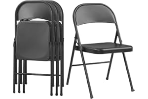 KAIHAOWIN Lot de 4 Chaises Pliantes en Métal, Chaises D'appoint Gain de Place, Chaises Pliantes Stables pour Les Réunions, Les Bureaux, Les Mariages, Les Fêtes et Les événements - Noir