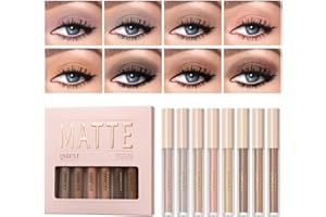 HQDA Set di ombretti liquidi opachi a 8 colori Velluto Altamente pigmentato Smokey Nude Ombretto nero Ombretto a lunga durata ad asciugatura rapida Kit per il trucco dell'ombretto (Set A)