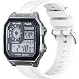 xhKJO Watchbands for Casio AE 1200 / W 218h / AE 1300 / F 91W/ W 218h / AQ S810W Strap, Silicone Watch Band Wrist Strap Bracelet Wristband for Casio W 219 / F 108WH/ AE 1000W / SGW 500H