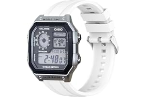XHKJO Paski do zegarków Casio AE 1200 / W 218 h / AE 1300 / F 91 W/ W 218h / AQ S810W, pasek silikonowy, Paski do bransoletki Casio W 219/F 108WH/ AE 1000 W/ SGW 5000H, 120 mm