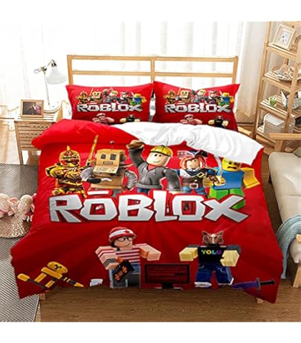 ESAAH Roblox Beddengoed, 135 x 200 cm, beddengoedset, 3D-digitale print