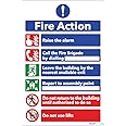 General Fire Action With Lift - Safety Sign - UK
