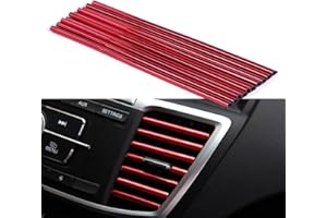 Umisu 10 Pièces Bandes Décoration de Sortie d’Air de Voiture Bande de Grille d'Aération en PVC Multicolore DIY, Intérieure (Rouge)