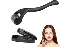 SUGHAW Dermaroller in Titanio 0,5 mm, Micro-Ago Roller Viso e Capelli 540 Aghi, Strumento Professionale per Microneedling, Rigenerazione Cutanea, Trattamento di Rughe e Perdita di Capelli per Uso Domestico