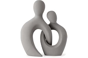 EACHAVE Escultura romántica de Pareja en cerámica Gris - Estatua Moderna de Amantes para Decorar Sala de Estar, Oficina y Dormitorio Aniversarios y San Valentín