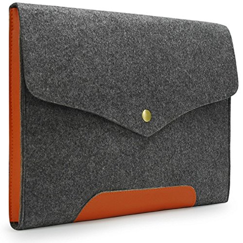 Lavievert Filz und Kunstleder Laptoptasche , Handgefertigte Schutzhülle für MacBook Air( Grau ) (13 Zoll)