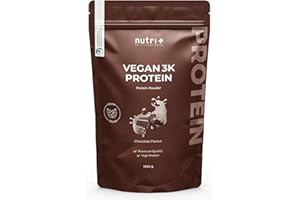 Proteína para masa muscular - Nutri + Vegan Protein Blend en Polvo Chocolate 1 kg - Batido de Proteína Vegana - Bajo en Azúcares Chocolate Powder 1000 g sin Lactosa