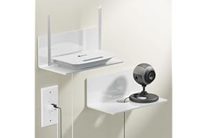 Toski Set di 2 mensole autoadesive da parete, senza foratura, larghezza 23 cm, in acrilico, per bagno, soggiorno, camera da letto, cucina, ufficio, bianco