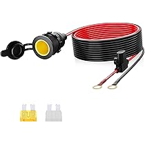 Keenso Presa Accendisigari 12V/24V Con Fusibile E Cavo 1m - Impermeabile, Per Auto, Moto E Barca