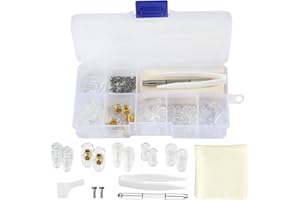 JOWFAY Kit di Riparazione Occhiali, Naselli Antiscivolo per Occhiali Kit Cacciaviti per Occhiali Cuscinetti Naselli per Occhiali Con 30 Paia Naselli per Occhiali Silicone Viti Pinzette Micro Cacciavite