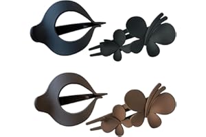 YNR 4 pinzas para el pelo de diseño curvado, pinzas planas mate para mujeres y niñas, pinzas planas curvadas para cabello grueso y fino, accesorios para el cabello para mujeres y niñas, negro y marrón