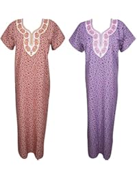 Indiatrendzs Women Cotton Nighty Paisley Printed Summer Nightwear 2 Pcs Combo Set (Chest 42)