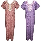 Indiatrendzs Women Cotton Nighty Paisley Printed Summer Nightwear 2 Pcs Combo Set (Chest 42)