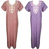 Indiatrendzs Women Cotton Nighty Paisley Printed Summer Nightwear 2 Pcs Combo Set (Chest 42)