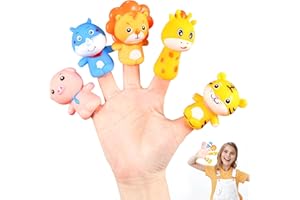 Marionette da Dito Animali Siumir 5 PCS Mini Silica Gel Finger Puppets Giocattoli Educativi per le Storie dei Bambini, Regali per la Festa dei Bambini