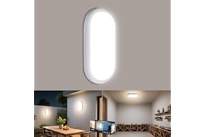 VivaLet Aplique Pared Exterior/Interior 18W 1800LM, Plafon LED Techo Neutra 4000K, Luz Exterior Ovalada IP65 Impermeable, Lampara Pared Blanca, Luz LED Para Balcones, Cocina, Baño, Blanc, Pasillo
