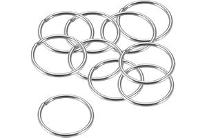TOP-VIGOR 10Pcs Welded O-rings, 40mm Outer Dia 3mm Thickness Multi-Purpose 201 Stainless Steel O Rings, Smooth Strapping Welded Round Rings for Hardware Bags Ring Hand DIY Accessories and Dog Leas