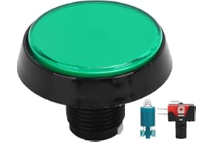 PUSOKEI Pulsanti LED 60MM Gamepad 3 Piedi Pulsante a Pulsante Rotondo Illuminato LED Illuminato per Console Videogiochi Machine, DC 12V(verde)