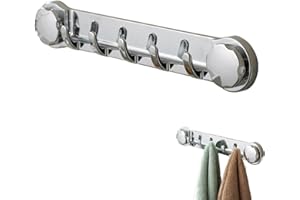 HYKJSHED Multifunctional Bathroom Wall Hooks, Vacuum Suction Cup Hooks Drill-Free Towel Rack Wall Mounted Removable Bath Towel Hooks Hanger Rail Bar for Bathroom Kitchen
