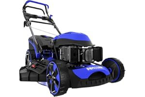 DENQBAR DQ-R51E Tondeuse à Gazon Essence 4,4 KW (6 CV), 8 en 1, Démarrage électrique (E-Start), Largeur Lame de Coupe 51 cm, Réglage de Hauteur de Coupe, Roues motrices GT, Raccord Tuyau d'eau