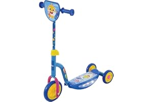 M.V. SPORTS Sing 'N' Scoot Baby Shark Scooter - Officially Licensed with Flashing Lights, Character Favourites & Interactive Sing-Along Fun - Durable Design for Easy Control & Endless Adventures - Ages 3+