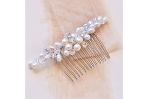 Unicra Accessoires de cheveux de fleur de peigne de mariage de perle avec cristal coiffe latérale de peigne nuptiale pour la mariée (argent)
