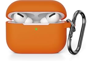 KOKOKA Custodia in Silicone Compatibile con AirPods Pro 2, Case Cover Protettiva in Premium Silicone per Airpods Pro 2 (2022 Released) Custodia con Moschettone, LED Frontale Visibile, Arancia