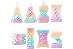 EPUNK 8-Pack 3D Printed Spiral Fidget Toys | PLA Stress Relief Toys for Adults & Kids | Impossible Cone & Pyramid Design (Vibrant Colors) (Colored D (8pcs))