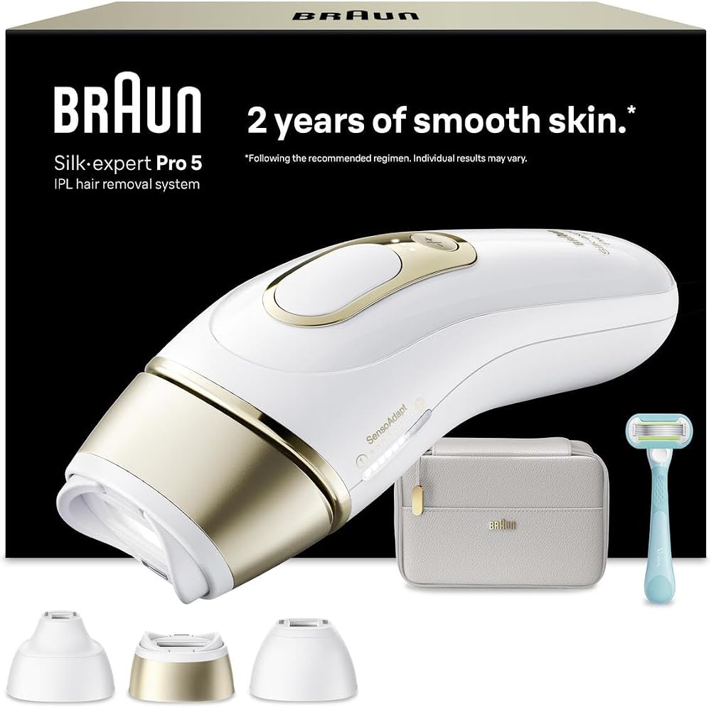 Braun IPL Silk·expert Pro 5, Evde Lazerle Tüy Alma, Çanta, Gillette Venus, 3 Başlık, PL5351