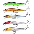 Juliyeh 5 Pcs Fishing Lures Set Hard Plastic Body Artificial Spinner Minnow Baits for Trout Bass Pike Perch Lures