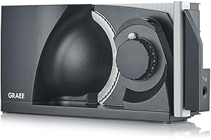 ‎GRAEF. GRAEF MYtiny MT1006 - Klappbarer Allesschneider, Made in Germany, Vollmetall, Wellenschliffmesser Ø170 mm, Schnittstärke 0-15 mm, Energiesparmotor 170W, Brotschneidemaschine, Kompakt, Eisenglimmergrau