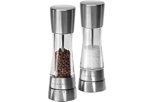 Cole & Mason H59408G Derwent Moulins Sel et Poivre, Broyeur de Sel et Poivre Réglable, Inox/Acrylique, 190mm, Coffret Cadeau, Comprend 2 x Moulins