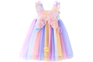 Miipat Vestido de Niña Bebé de Tul con Mariposas Niñas Princesas Vestidos Floral de Tutú Sin Mangas Bodas Fiestas de Cumpleaños Ropa para Niñas