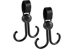 SRLWMYI Set di 2 ganci passeggino Organizzatori a Cuore per Passeggino Ganci Rotanti 360° con Chiusura Portaoggetti Multifunzione per Carrozzina Buggy Sedia a Rotelle Accessorio Pratico per Genitori