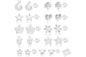 AWAVM 10 Pairs Clear Plastic Earrings for School - Hypoallergenic, Invisible Studs for Sensitive Ears