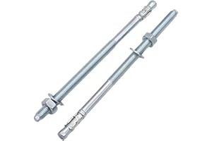 SKIR'CO (6 pcs) Chevilles d'ancrage en métal plaqué zinc M8 x 165 mm Chevilles d'ancrage Boulon d'ancrage Ancrages de maçonnerie Ancrage béton