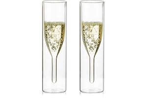 Sziqiqi Verres à Flûte à Champagne en Cristal à Double Paroi, Classics Tulip Goblet, Tasses en Verre Transparent, Verres Soufflés à la Bouche pour Mariages, Fêtes,