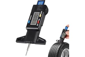 suzmei Digital tire tread depth meter, 0-25.4mm / 1-inch tread depth detector Tire Depth measurement Tire depth measurement tool, LCD display for cars, vans, trucks... (Battery not included)