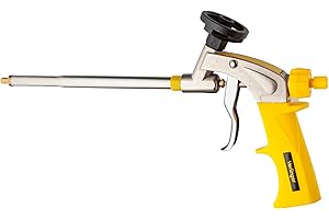 VERLINGER 465189 Pistolet à mousse polyuréthane pour professionnel et bricoleur, pistolet doseur de mousse de construction, pistolet à mousse et presse à cartouche, jaune 33,3 x 20 x 5 cm