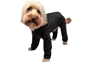 DOGGIE COATS Trouser Suit Waterproof Dog Rain Coat Onesie Black (18 inch)