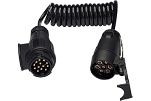 XUEYI 1,5M Cavo Prolunga Rimorchio 7 Poli, con Spina 13 Poli e Presa 7 Poli, 12V Prolunga Cavo per Rimorchio 7 Poli, Cavo Prolunga Spirale Rimorchio 7 Poli, per Caravan Camion RV