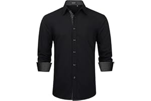 Enlision Camisa Hombre de Vestir Manga Larga Camisas Formales Boda Elegantes Camisa Casual Regular Fit con Bolsillo