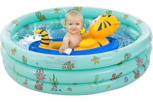 Funmo Brodzik dla dzieci, okrągły basen dla dzieci, do użytku wewnątrz i na zewnątrz, PCW, zielony, 100 cm x 27 cm
