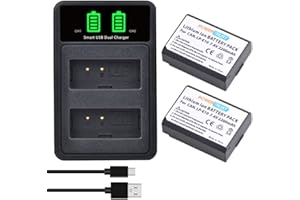 PowerTrust 2Pcs LP-E10 Akku mit Ladegerät für Canon EOS 2000D 4000D 3000D 1500D 1300D 1200D 1100D, Rebel T7 T3 T5 T6, Kiss X50 X70 X80 X90 Kamera