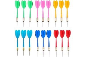 BCBF 18 Pezzi Freccette Punta Plastica,Freccette Punta Acciaio,Professionali Freccette Steel Set di,Coda per Freccette con Asta in Plastica di 2 in 1, Freccette Steel,Freccette in Plastica(6 Colore)